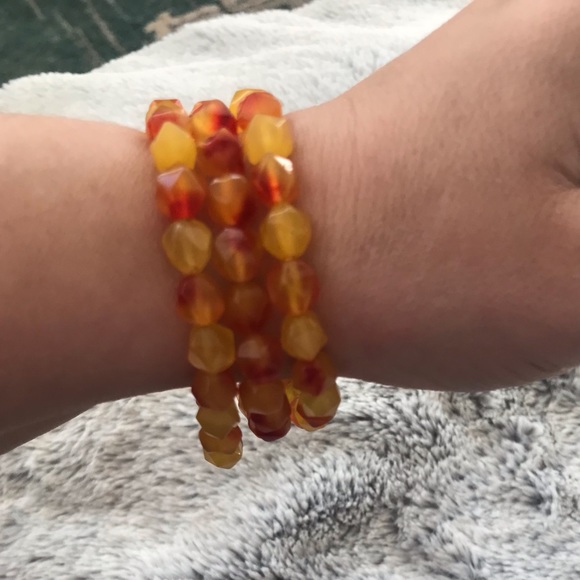 Jewelry | Golden Fire Color Stretch Bracelet Set | Poshmark